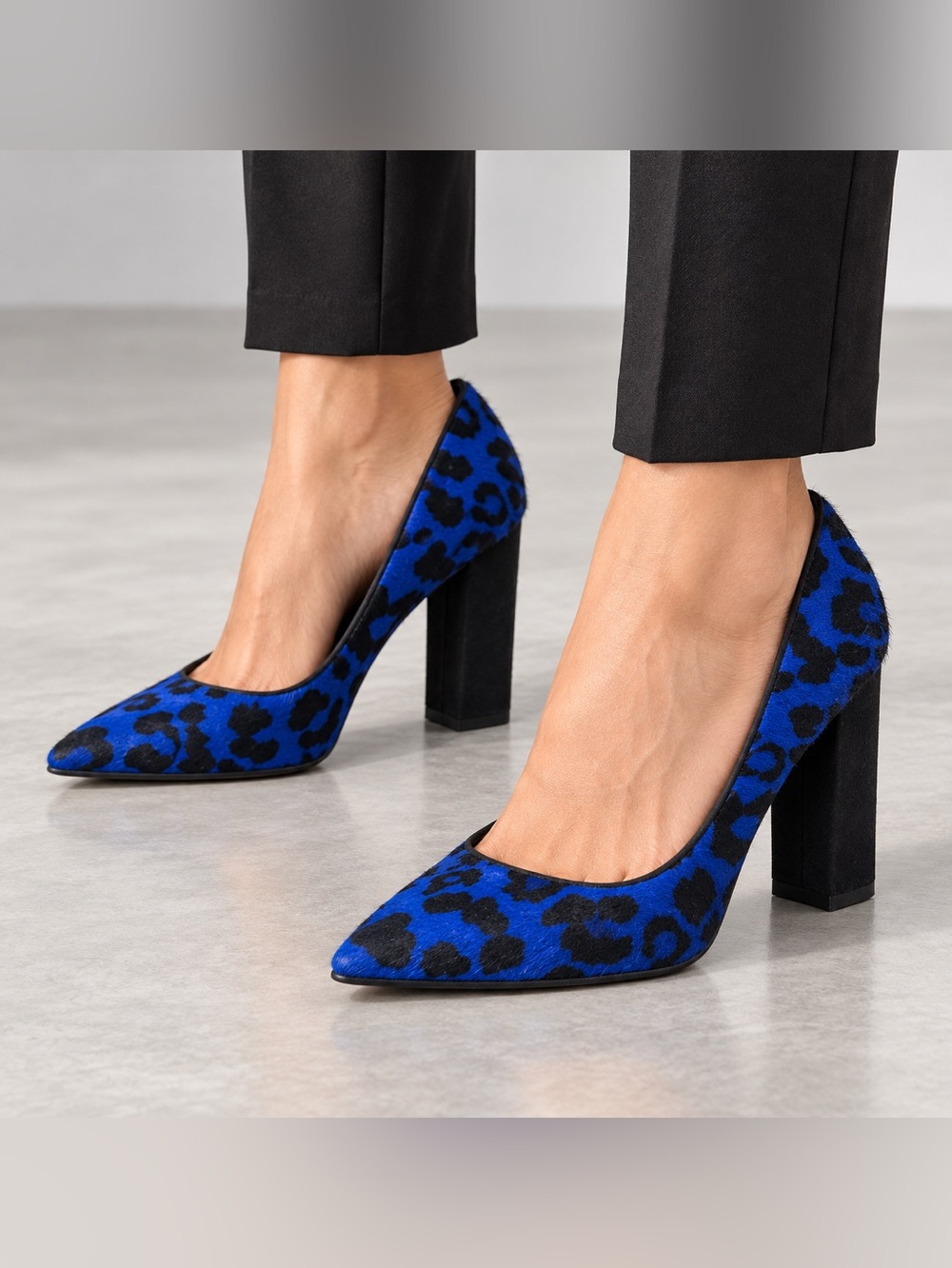ALDO Leopard Print Heels Blue Black Size 7.5/38